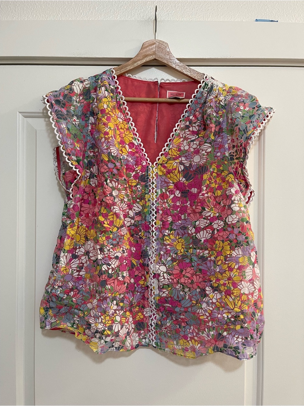 Kate Spade Mainline Floral Dots Burnout Blouse - Picture 2 of 5